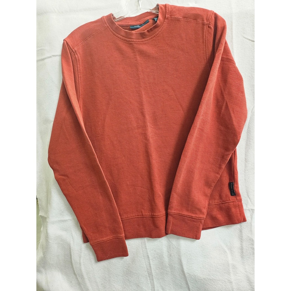 Perry Ellis Red Ribbed Crewneck Pullover Long Sleeve Sweater Small